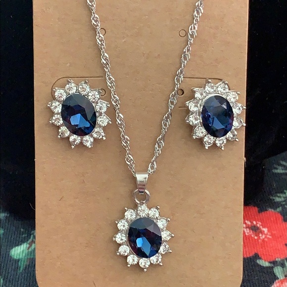 blue sapphire necklace set